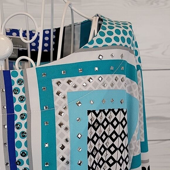 JM Collection geometric print tunic blouse Size XL - Picture 4 of 12